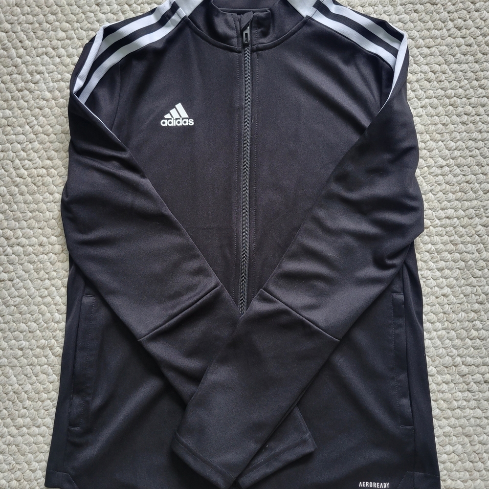 Adidas Black Track Jacket with White Stripes